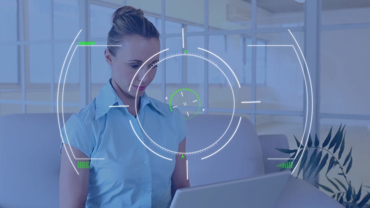 Animation of scope scanning over caucasian female doctor