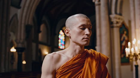 buddhist monk in church