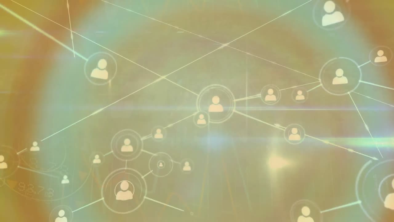 창고를 가로지르는 연결 네트워크의 애니메이션