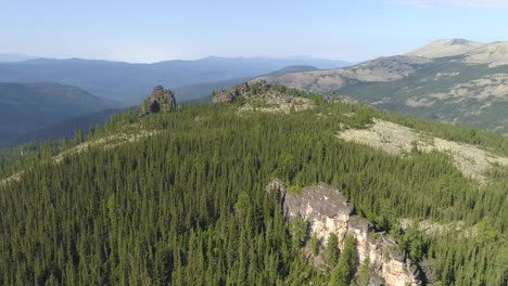 flying over taiga and rocks