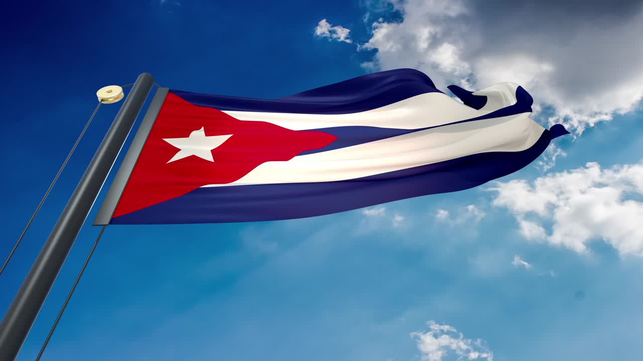 agitando la bandera de cuba