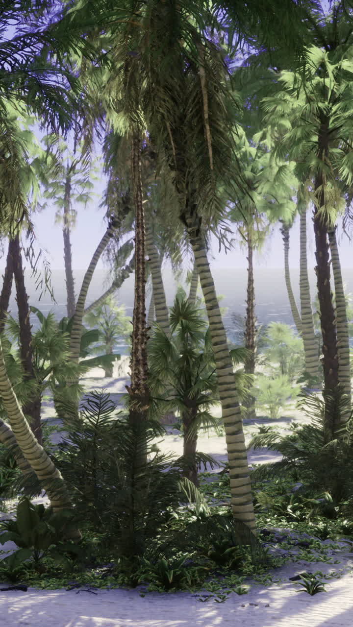 Lush tropical paradise with vibrant greenery by the serene coastline