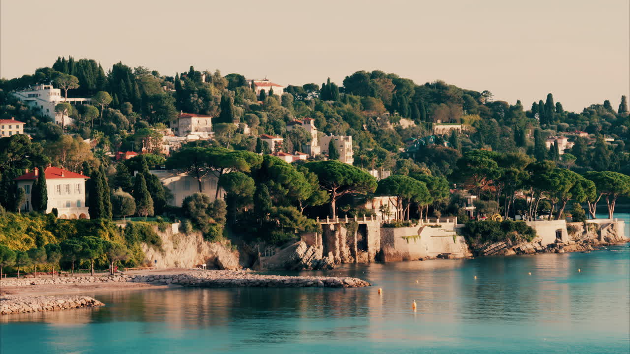 The coastline of Villefranche sur Mer on the French Riviera in daylight