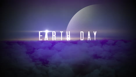 Earth-Day-with-purple-planet-and-cloud-in-space