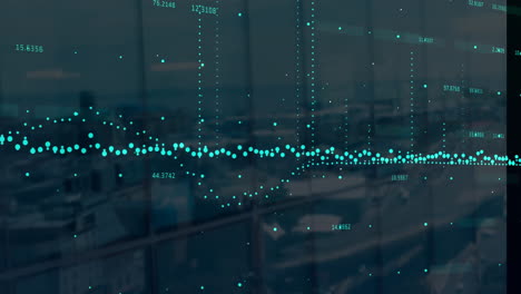 animation of data processing over cityscape