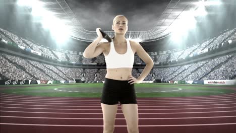 female athlete practicing discus throw