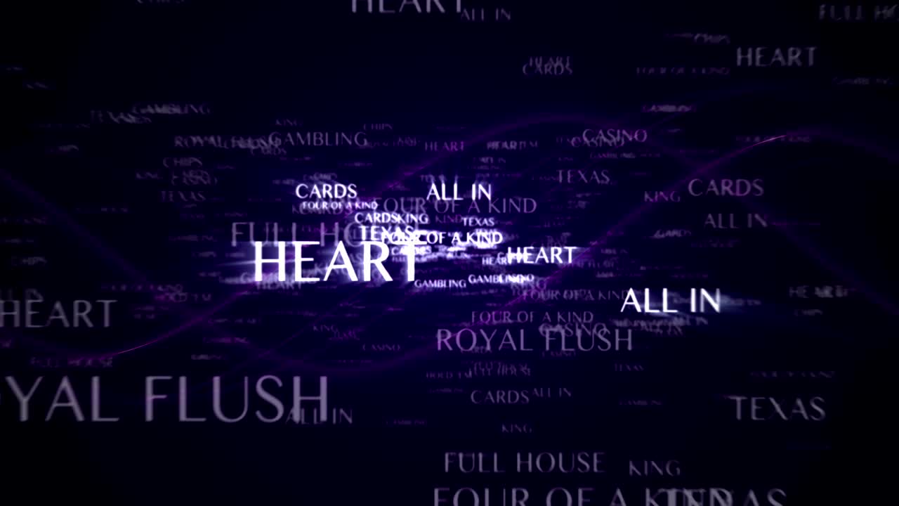 텍사스 홀 포커 텍스트 애니메이션과 키워드, 최종 녹색 화면, 배경, 렌더링, 루프