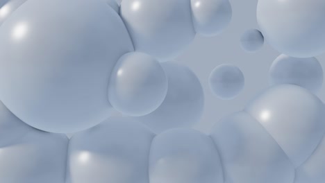 추상적인 밝은 파란색 공 배경의 3d 애니메이션, 배경에 대한 4k 비디오 3d 렌더링 3840x2160, 모션 그래픽에서 떠있는 풍선 또는 아트 버블 원자.