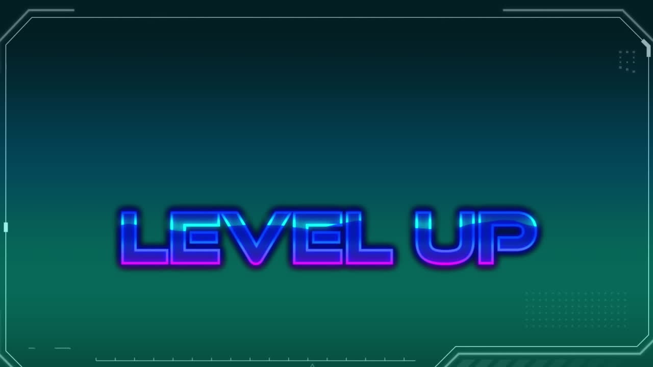Animation of level up text over markers on green background