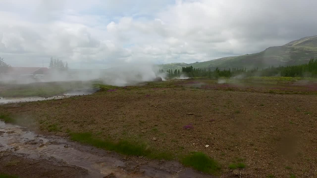 Icelandic Geothermal Area with Hot Springs and Steam