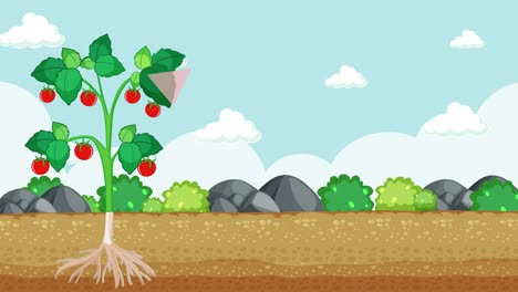 animación educativa que muestra la estructura de las hojas de una planta