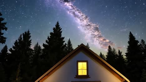 cozy cabin under the milky way