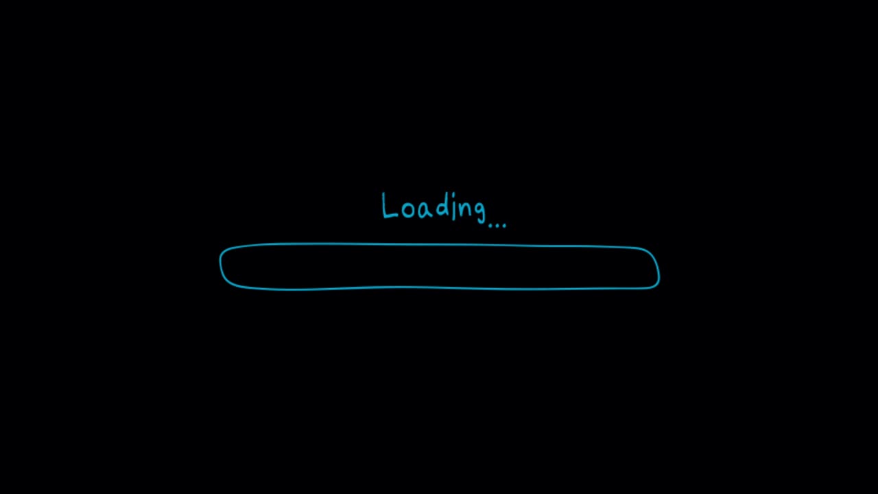 Animation colorful loading bar on black background.