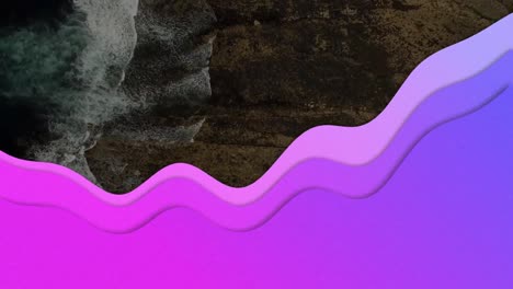 animación de la ola púrpura sobre la vista de la playa