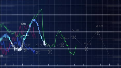 animación del procesamiento de datos financieros en la cuadrícula sobre un fondo negro