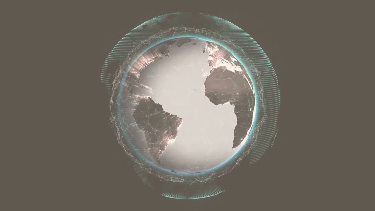 검은색 배경 위의 지구와 연결 네트워크의 애니메이션