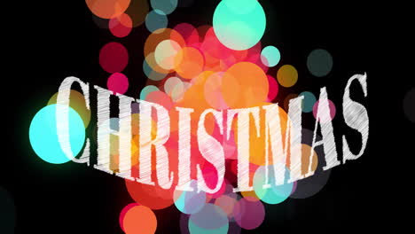 Animation of christmas text over colourful shapes