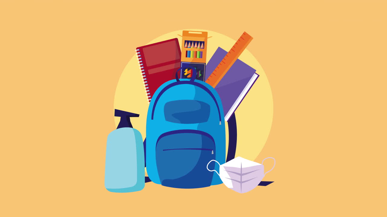 학교 가방과 재료를 가지고 학교로 돌아가는 시간