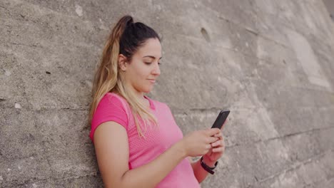 caucasian woman on her smartphone