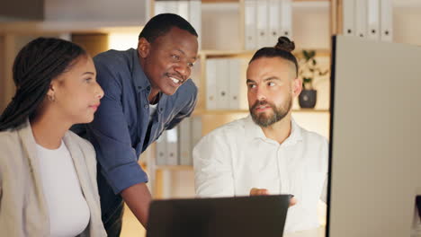 planning, computer and business people teamwork