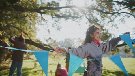 woman celebrating outdoors