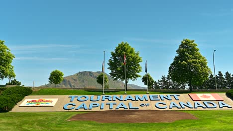 North Shore&#039;s Iconic Symbol: Steady Shot of Kamloops&#039; Tournament Capital of Canada Sign
