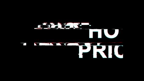 hot price glitch effect text digital tv distortion 4k loop animation