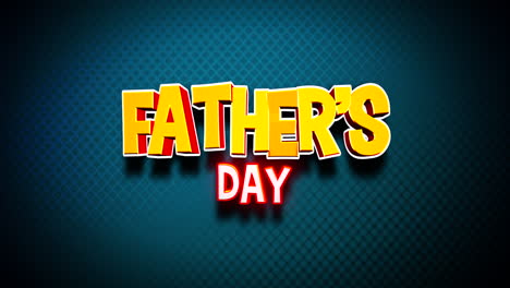 cartoon fathers day text on blue grid texture