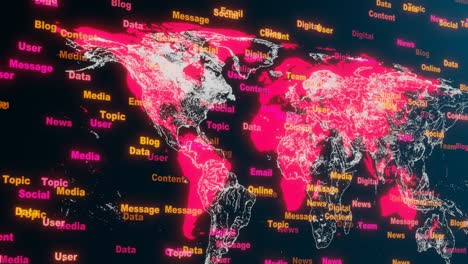 world map with 
business terms.