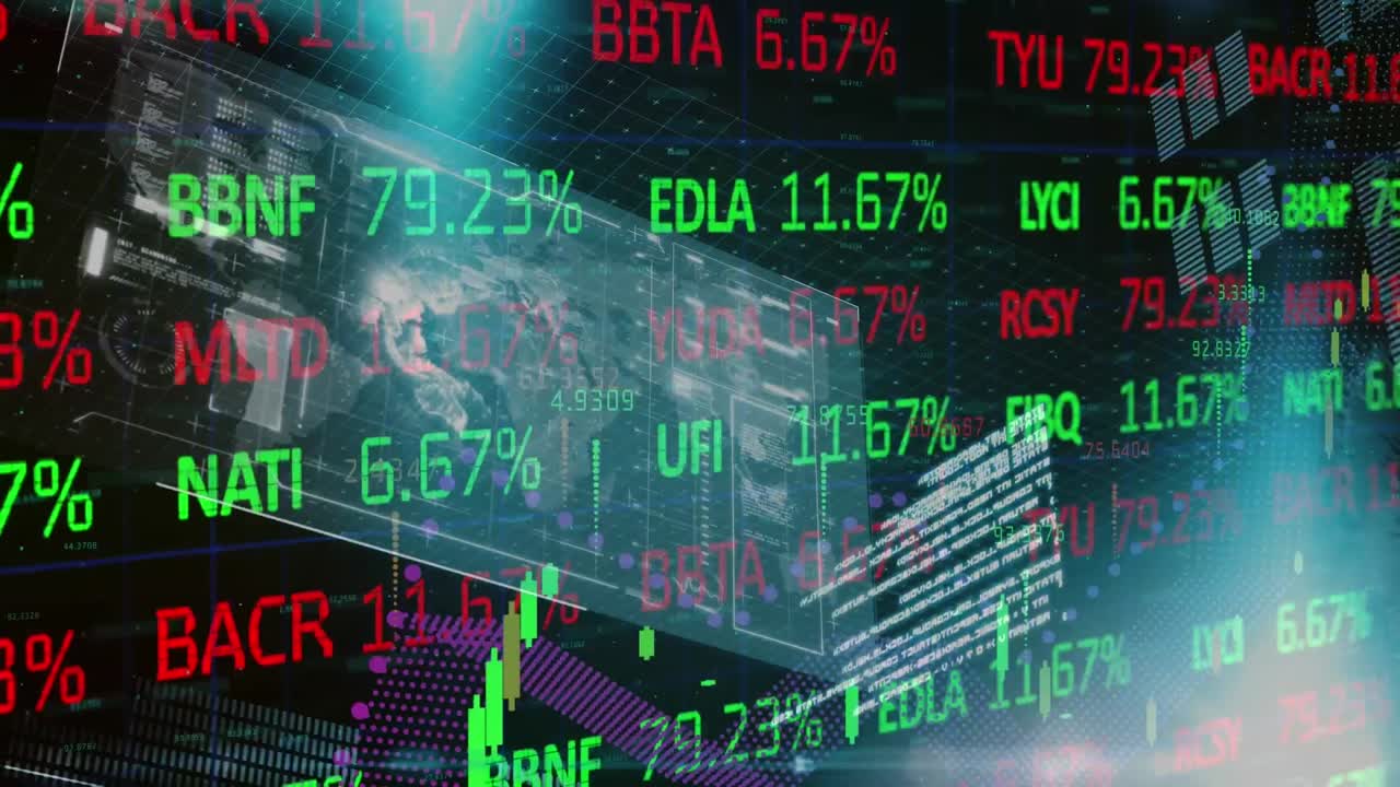 animación de las estadísticas y el procesamiento de datos financieros en todo el mundo