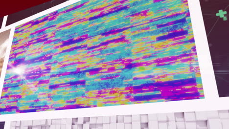 animación compuesta de nueve pantallas de negocios, ocio y tecnología de desplazamiento