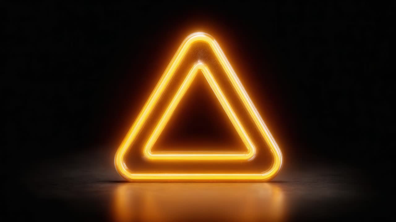 A Vibrant Neon Triangle Illuminates a Dark Background, Creating an Eye-Catching Visual Display with Warm Glowing Light and Striking Geometric Shape