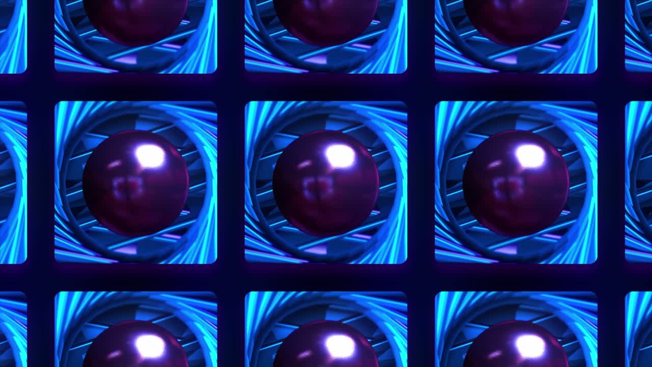 Abstract 3D Pattern with Spheres and Blue Swirls