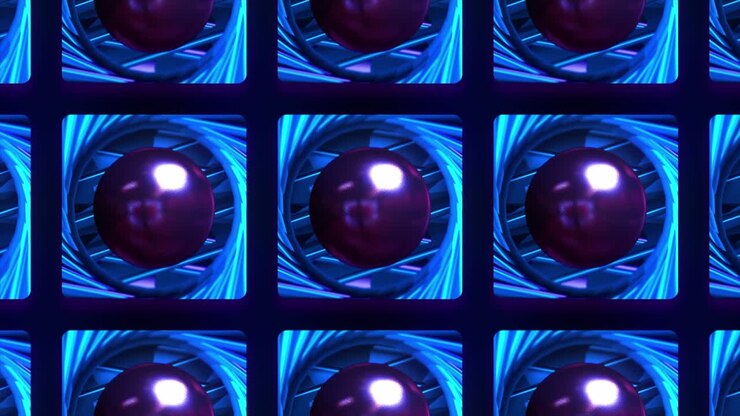Abstract 3D Pattern with Spheres and Blue Swirls