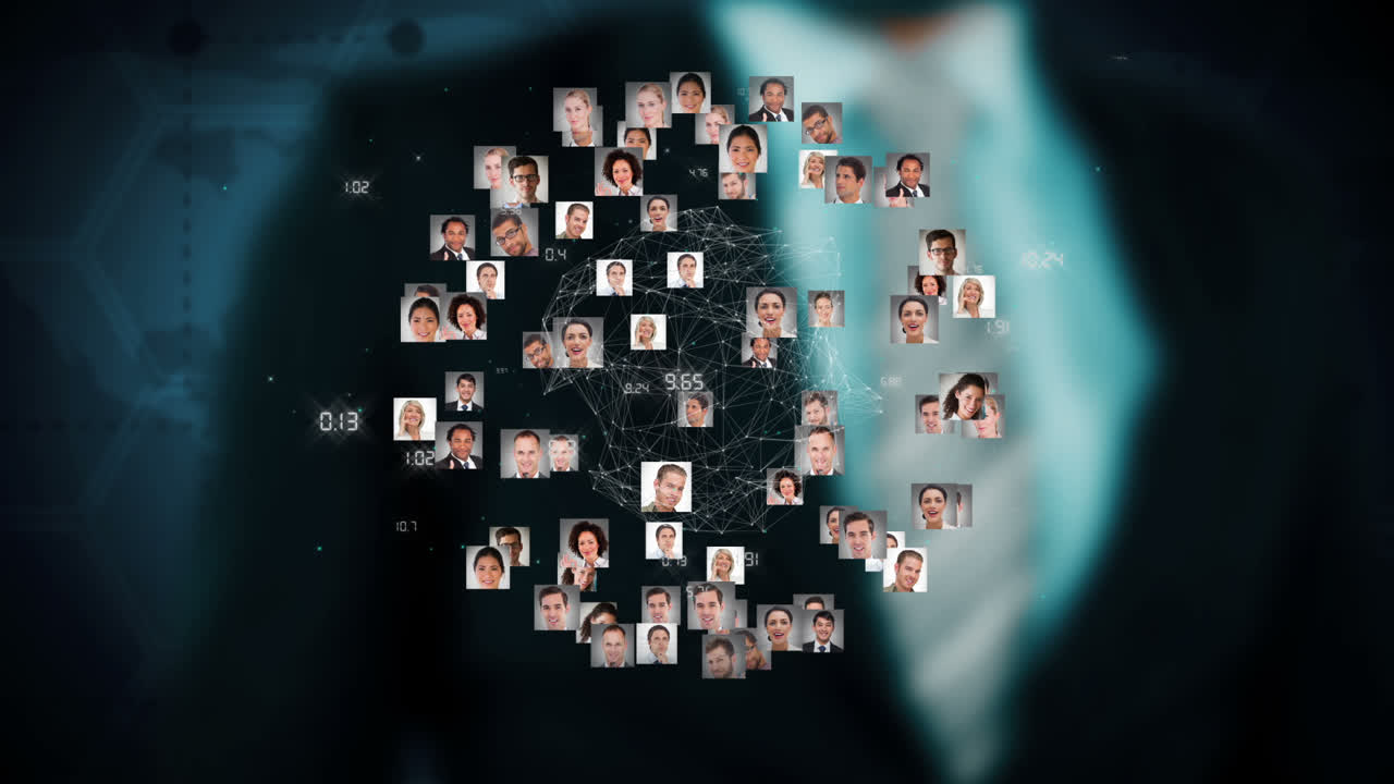 Business man touching technology graphic