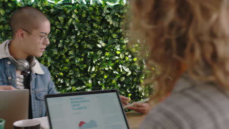 young-multi-ethnic-business-team-working-using-laptop-computer-technology-brainstorming-discussing-ideas-enjoying-office-conversation-creative-students-collaborating-in-trendy-office-workplace