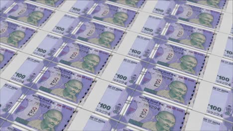 100 rupees banknotes printing by a money press