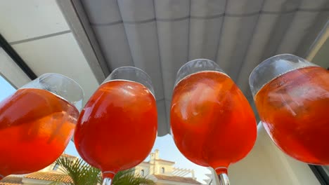 aperol spritz cocktails on a patio