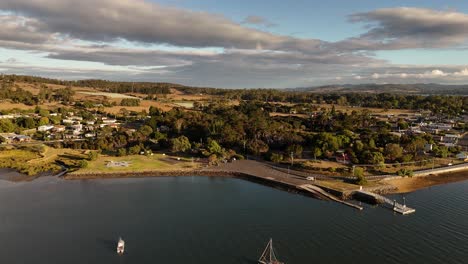 port of tamar river and surrounding landscape, tasmania in australia