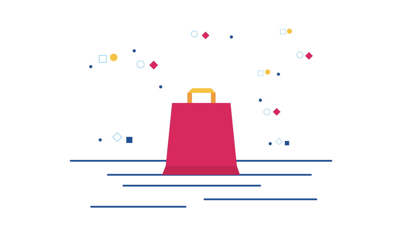 신발 발 뒤꿈치 상업 애니메이션과 함께 쇼핑 가방