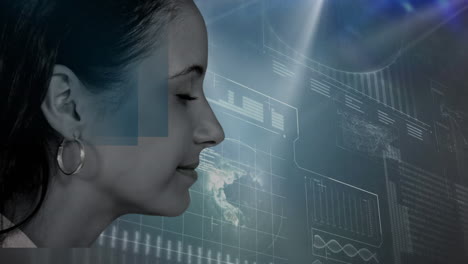 animation of data processing over woman face