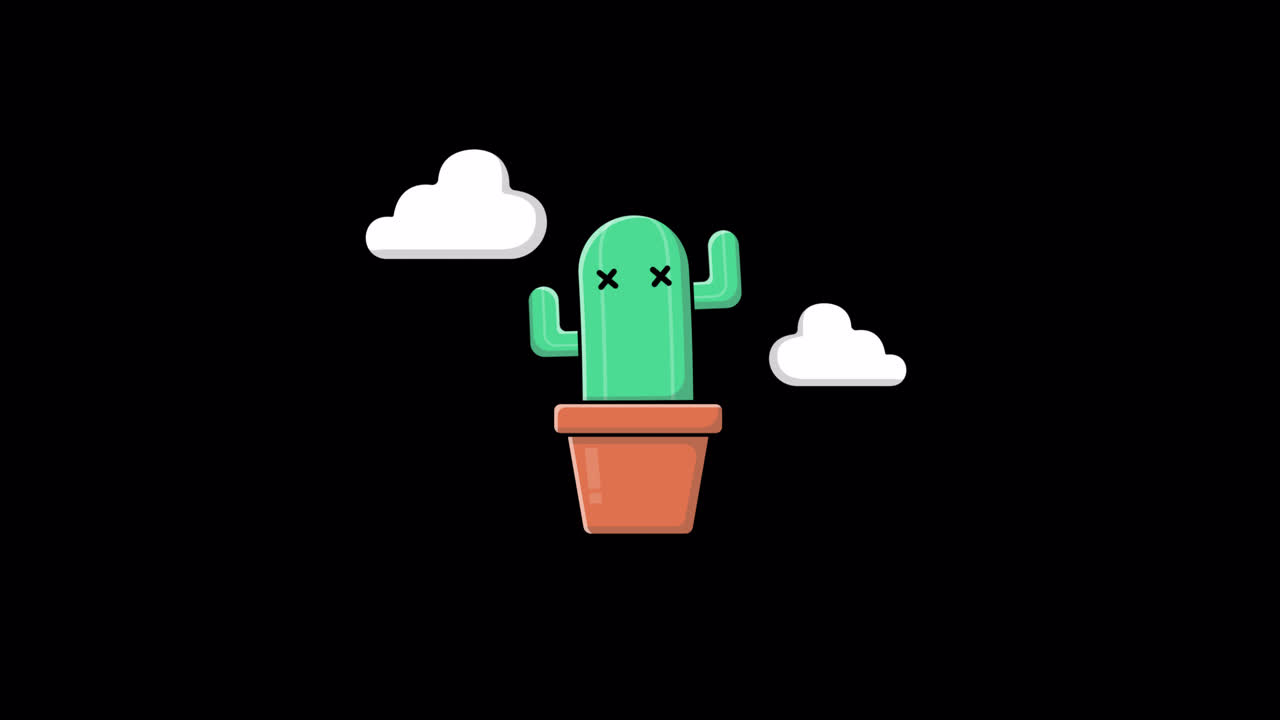 Cactus Morto Animato in Vaso con Nuvole