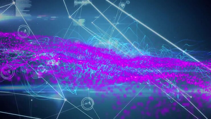 Animation of purple mesh with networks of connections