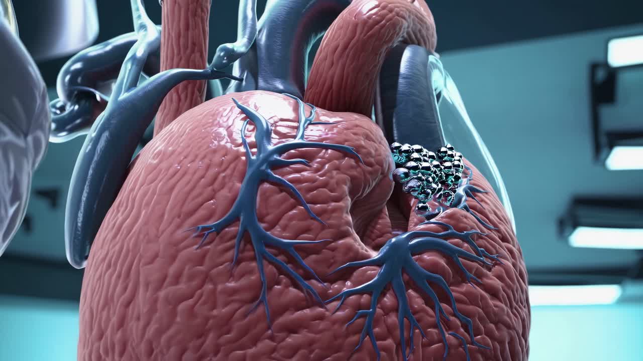 3D Medical Model of a Heart with Implants