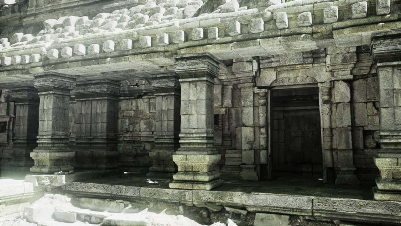 Sunlit temple ruins showcase ancient architectural craftsmanship