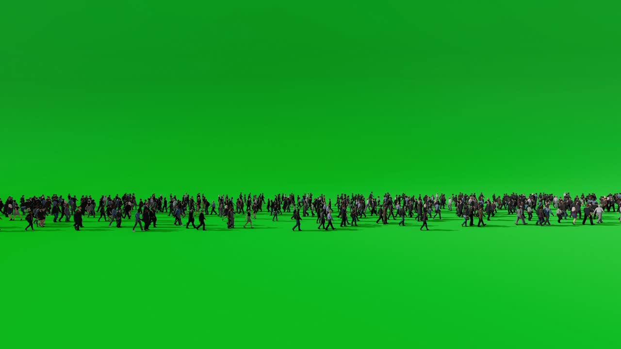 gente de negocios diversa y multicultural viajan al trabajo, vista lateral 4k, pantalla verde chromakey