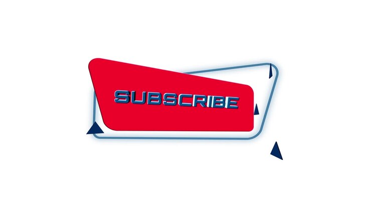 3d animation text Subscribe on trendy flat geometric banner. Flying and rotating object. 4K Video motion graphic animation.
