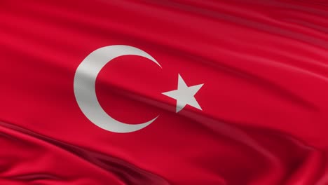 turkey flag waving on wind seamles loop 3d animation. 4k resolution