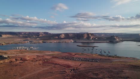 drone shot of lake powell, utah, usa