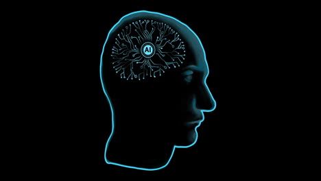 Animation-of-human-brain-and-ai-data-processing-over-black-background